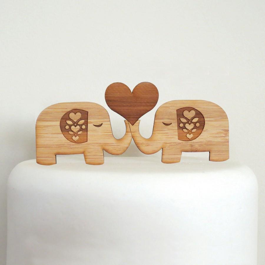Свадьба - Cute Elephants Cake Topper - Bamboo - Wedding Cake Topper - Rustic Wedding - Modern Wedding