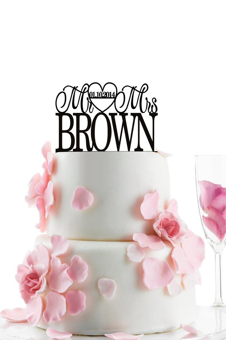 Wedding - Custom Wedding Cake Topper - Personalized Monogram Cake Topper - Mr and Mrs -  Cake Decor -  Bride and Groom