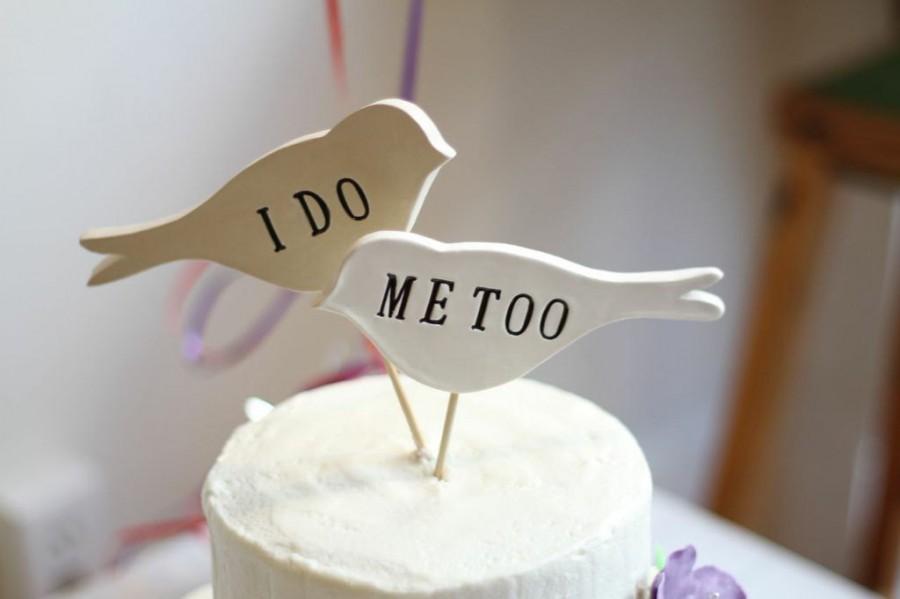 Wedding - I Do Me Too - In Black - Bird Wedding Cake Toppers