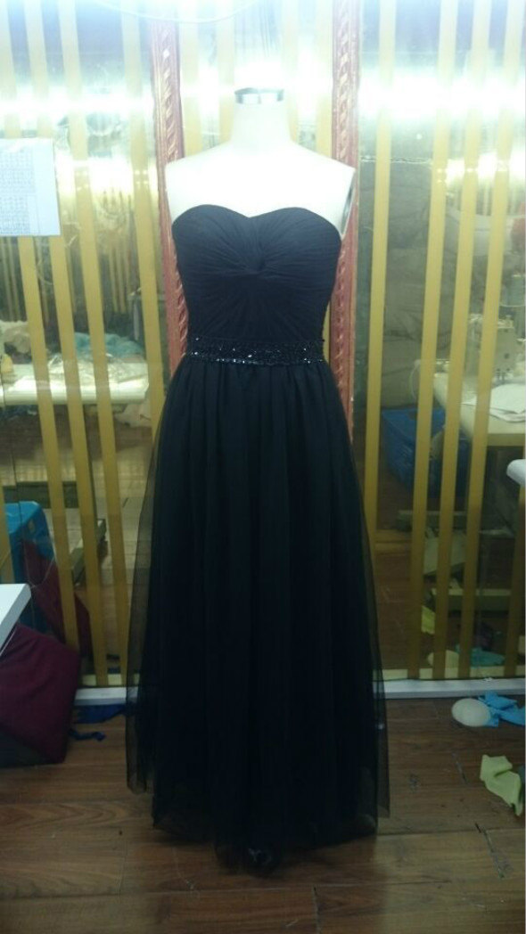 Wedding - black Charming handwork Pleat  Beaded Floor-Length Bridesmaid Dresses Party dress