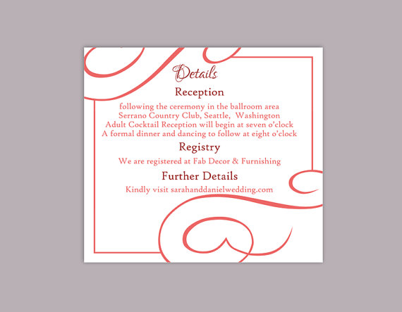 Свадьба - DIY Wedding Details Card Template Editable Text Word File Download Printable Details Card Wine Red Details Card Information Card Template
