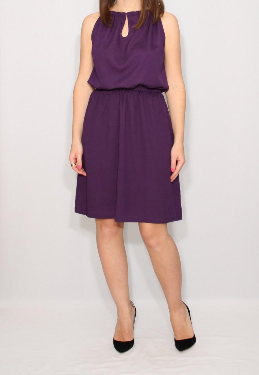 زفاف - Bridesmaid dress Purple dress Chiffon dress Short dress Keyhole dress