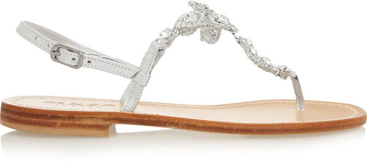 Mariage - Musa Crystal-Embellished Metallic Leather Sandals