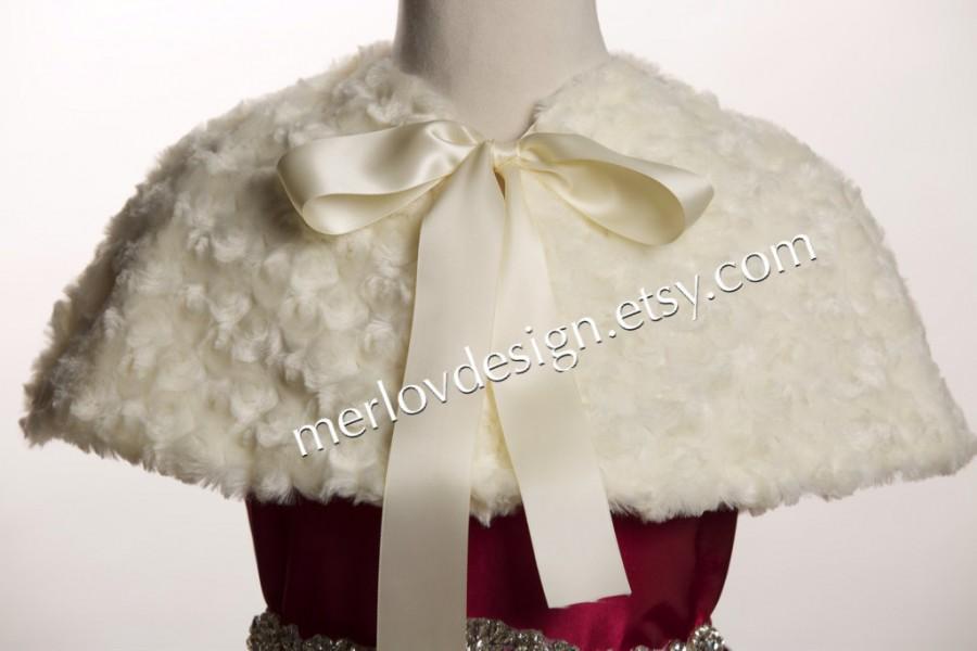 زفاف - Flower Girl Faux Fur Bridal Wrap-Shrug-Stole-Shawl Available in Three colors
