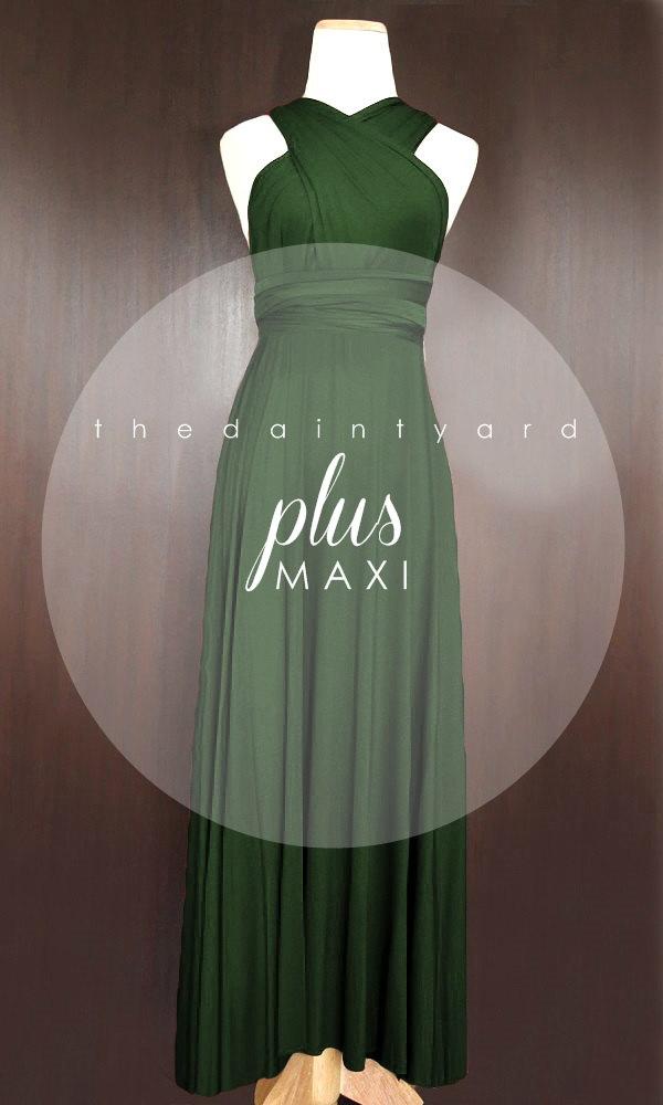 Wedding - MAXI Plus Size Forest Green Bridesmaid Dress Convertible Dress Infinity Dress Multiway Dress Wrap Dress Twist Dress Wedding Dress Prom Dress