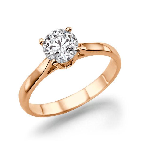 زفاف - Solitaire Engagement Ring, Cathedral Diamond Ring, 14K Rose Gold Ring, Solitaire Ring, 0.62 CT Diamond Ring Band, Unique Rings