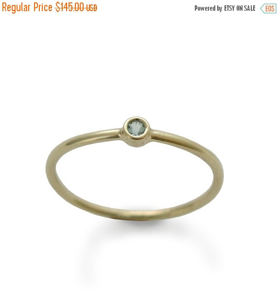 زفاف - SALE Blue Topaz minimalist stacking Ring, Tiny Topaz Ring Shiny Engagement Ring Thin Solitaire blue Band 14K Gold Round stacking Bridal ring