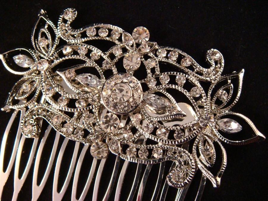 Свадьба - Edwardian Rhinestone Hair Comb / Bridal rhinestone hair comb ART DECO vintage inspired hollywood wedding