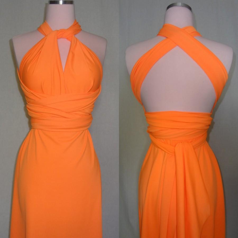 Hochzeit - Neon Orange Convertible Dress...Bridesmaids, Date Night, Cocktail Party, Prom, Special Occasion, Beach, Vacation