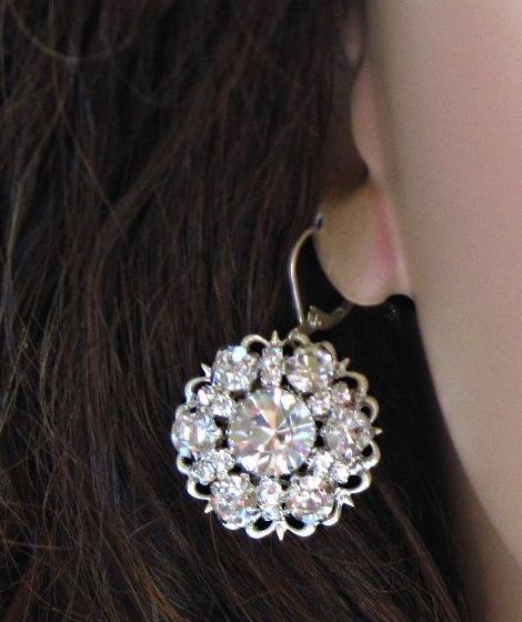 زفاف - Wedding Earrings, Bridal Jewelry, Silver Crystal, Wedding Accessories, Dangle Earrings, Bridesmaids earrings, Diamond Sparkle collection