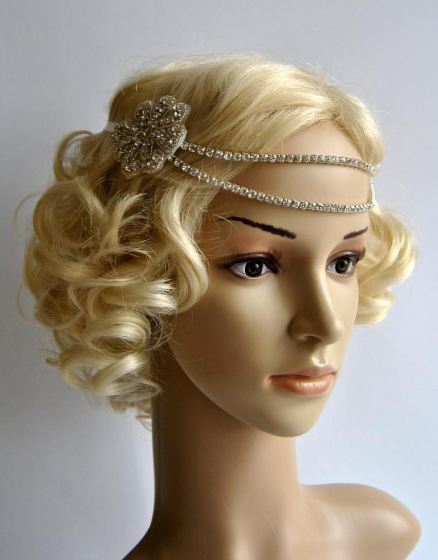 Hochzeit - Bridal Rhinestone Headband 1920s The Great Gatsby flapper Headpiece,Bridal 1920s crystal wedding headband headpiece, Rhinestone flapper