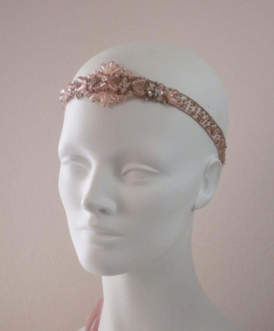 Hochzeit - Blush Beauty Flapper Beaded Headband