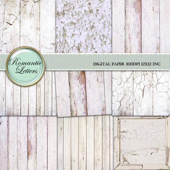 Mariage - White Wood digital paper painted  wood scrapbook paper pack texture wedding Background wood backdrop newborn digital backdrop shabby chic