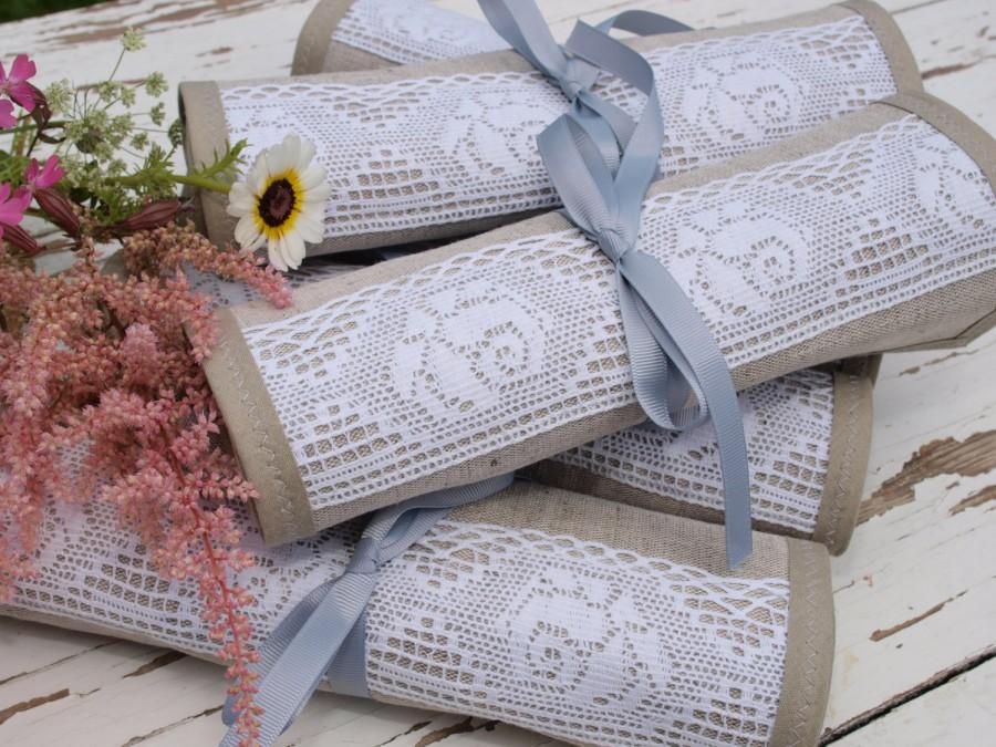 زفاف - BLACK FRIDAY ~ CYBER Monday- 20% off -Set of 6 Linen Roll up Bags  Travel roll up Bags Cosmetic organizer Bridesmaids Gifts  Burlap Weddings