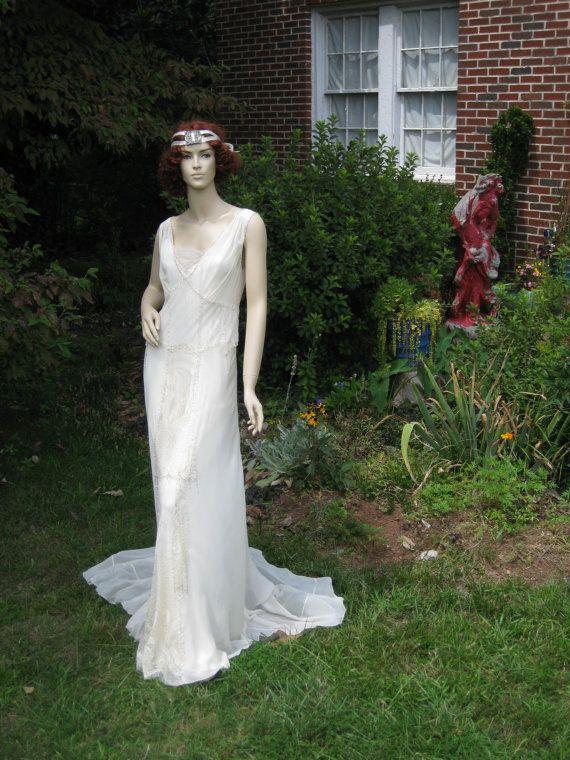 Свадьба - Deco Beaded Silk Chiffon Wedding Gown