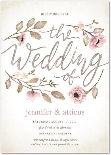 Hochzeit - Delightful Blooms - Signature White Wedding Invitations In Bubblegum Or Violet 
