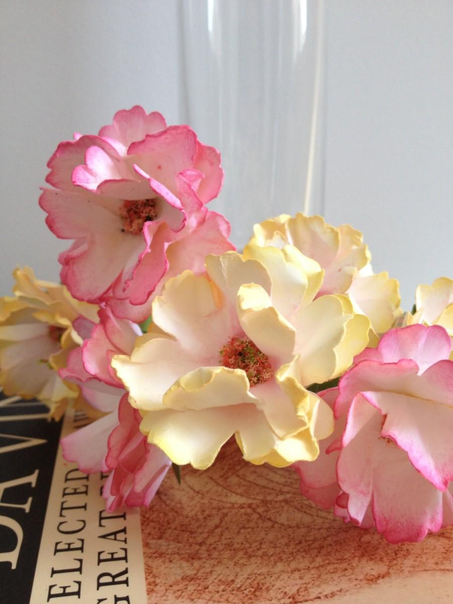زفاف - Medium ruffle zinnias-paper flowers for bouquet, party and wedding decor-set of 6, choose the colours