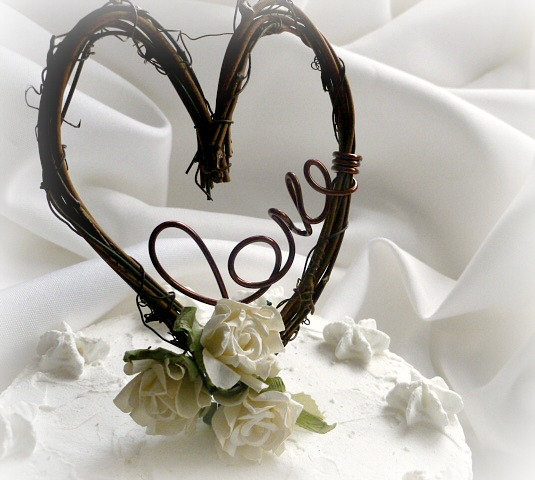 Mariage - Rustic Wedding Cake Topper,  Bride Shower Decor