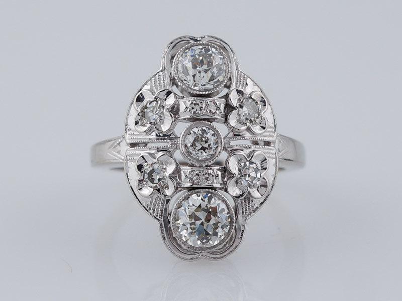 Свадьба - Art Deco Engagement Ring 1.17cttw Old European Cut Diamond in 14k White Gold