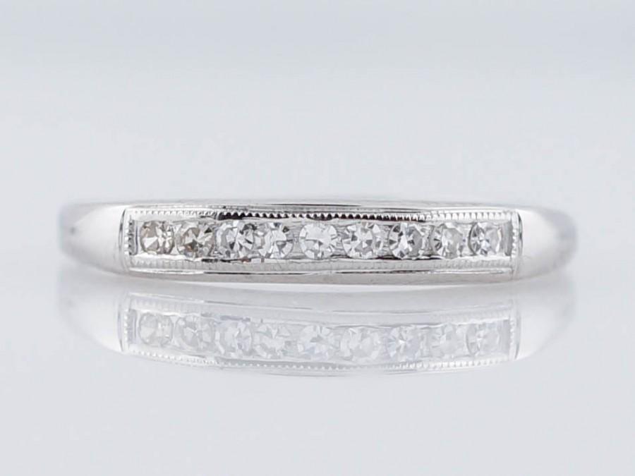 زفاف - Antique Wedding Band Art Deco .18cttw Single Cut Diamond in 14k White Gold