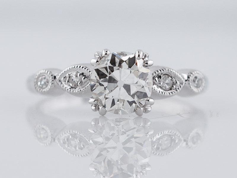 Hochzeit - Antique Engagement Ring Art Deco 1.04 Old European Cut Diamond in Platinum