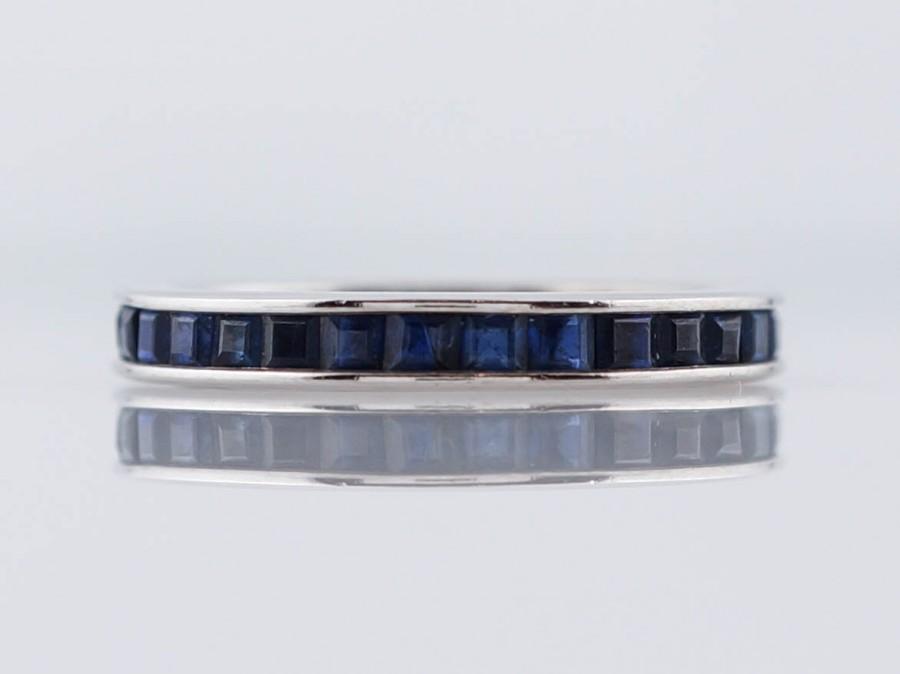 Mariage - Art Deco Wedding Band 1.55cttw Sapphire Eternity in 14k White Gold