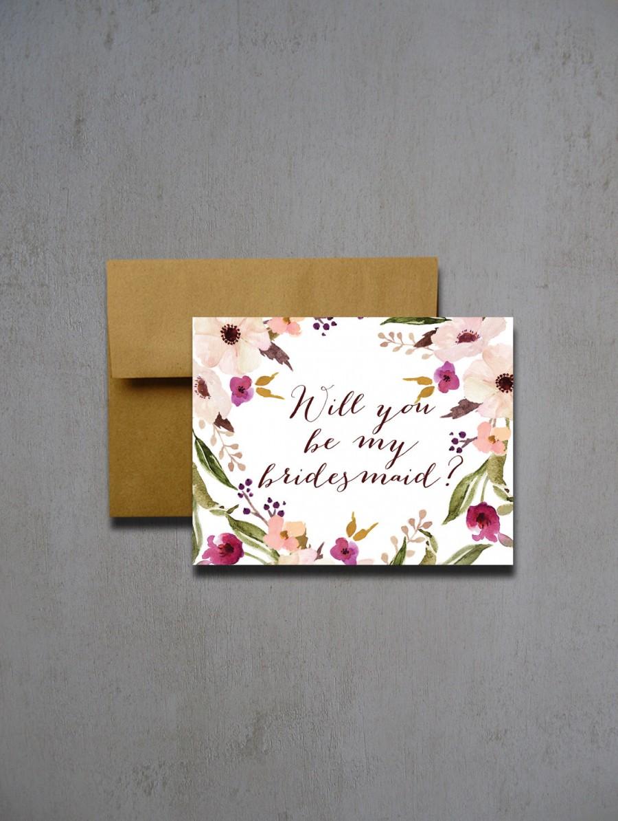 زفاف - Fall Watercolor Flower Will You Be My Bridesmaid - Will you be my bridesmaid - Wedding greeting card - will you be my matron of honor