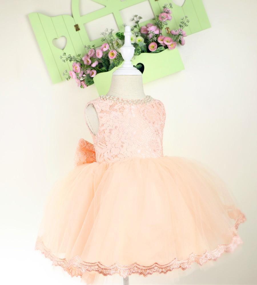 زفاف - Baby Pageant Dress with Full Lace Top, Infant Tutu, Toddler Dress for Wedding,Flower Girl Dress Lace, PD090-2