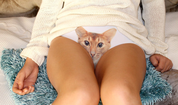 زفاف - Women's Panties with cat face, Bridesmaids gift, Pussycat Underwear, Christmas gift, Gift for her