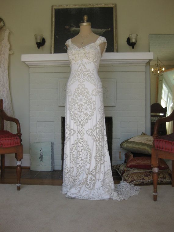 Wedding - Reserved For Carly Hippie Boho Glam Gown One Of A Kind Hand Made From Vintage Laces