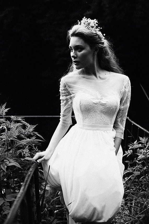 Mariage - Pure White Open Back Lace Corset Wedding Dress//Boho Wedding Dress