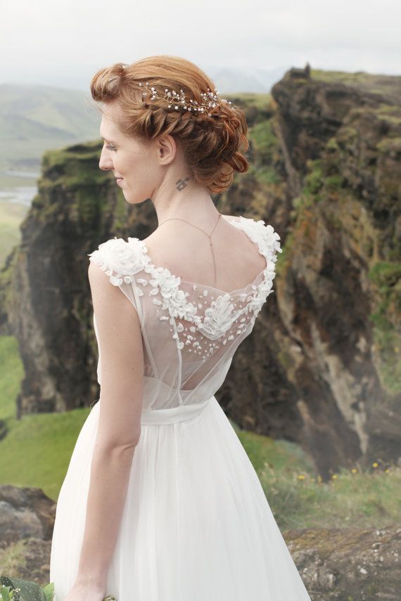 Hochzeit - Milk Shade Open Back Wedding Dress With Cotton Slip
