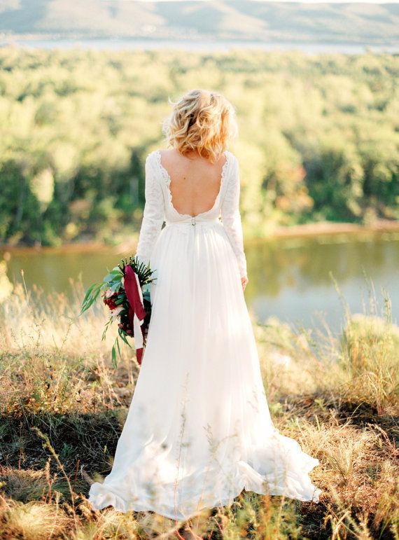 زفاف - Romantic Silk Batiste And Lace Lining Wedding Dress