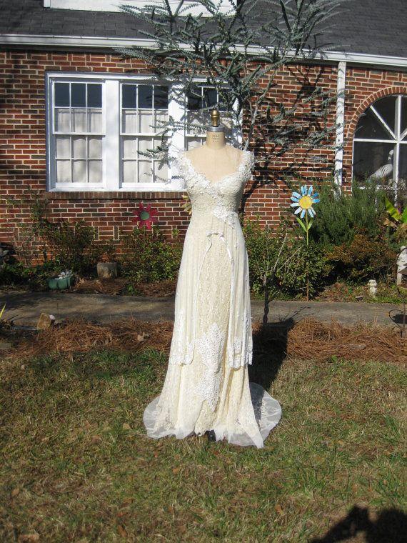 زفاف - Glamorous Hippie One Of A KIND Beaded Gown REserved For Anna