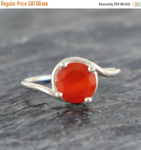 Mariage - Black Friday Etsy Sale Carnelian Ring , Carnelian Engagement Ring , Sterling Silver Ring , Carnelian Jewelry , Orange Gemstone Ring , Red Or