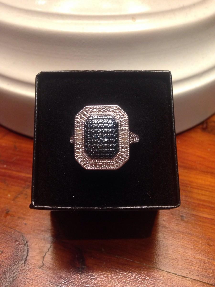زفاف - Blue Diamond And Platinum Over Sterling Silver Ring Size 7 Vintage Gift for engagement, wedding, birthstone, gemstone ring, promise ring