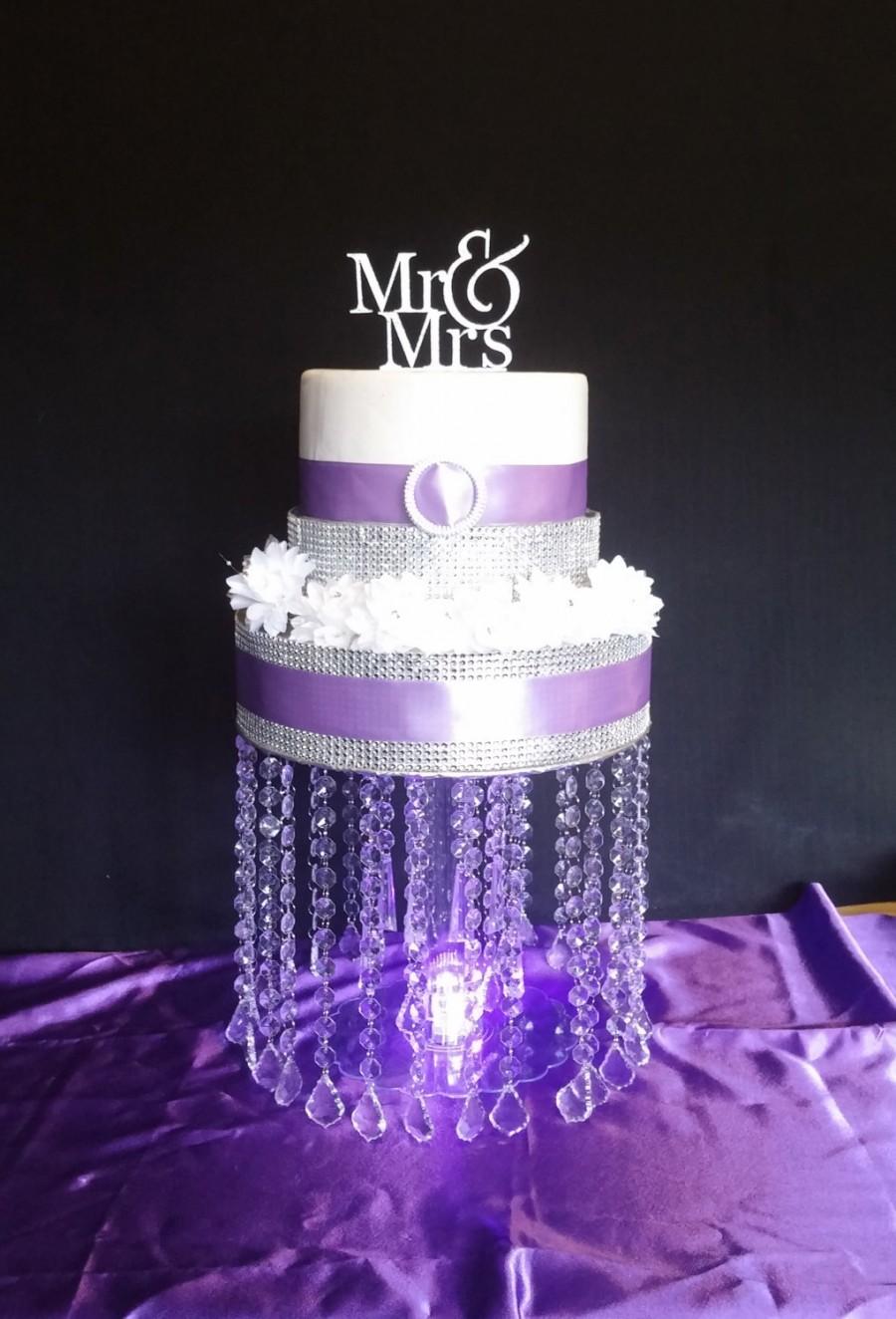 Wedding - French Pendant Drop Acrylic Crystal Cake Stand with LED Light