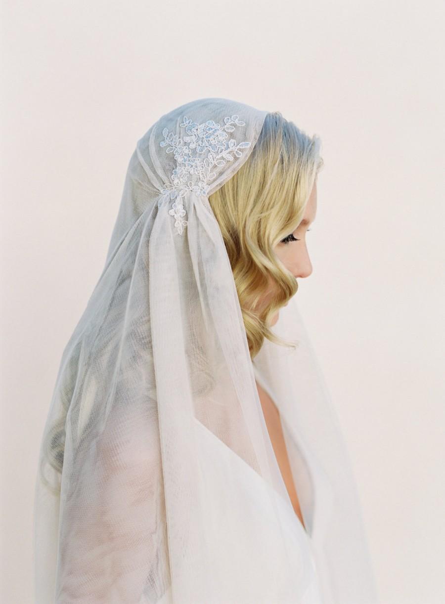 زفاف - Juliet Cap Veil, Bridal Veil Addorned with Beaded Lace, English Net Veil, 1920's Cap Veil, Style #1513-EN