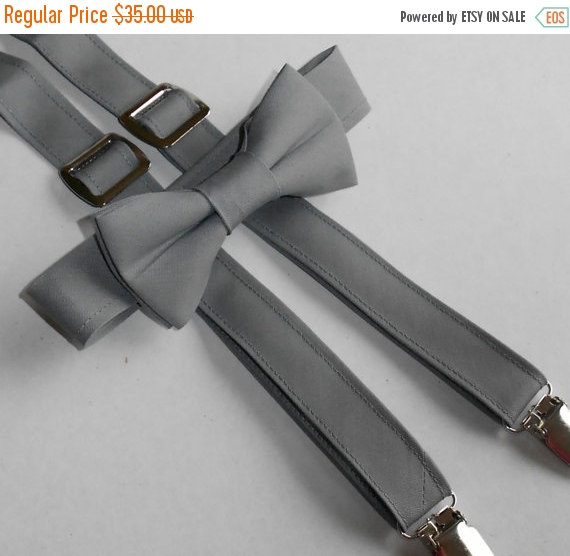 Mariage - BLACK FRIDAY SALE Gray Bowtie And Suspender Set - Infant, Toddler, Boy