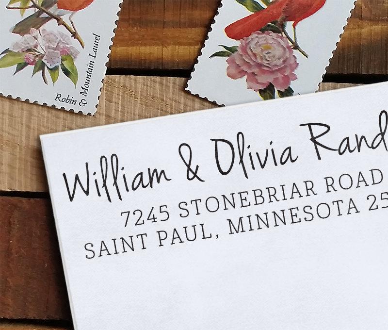 زفاف - Custom Address Stamp, Return Address Stamp, Wedding address stamp, Calligraphy Address Stamp, Self inking address stamp - Olivia