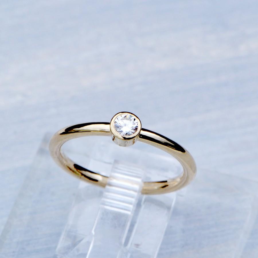 زفاف - Black Friday Sale Moissanite Yellow Gold Ring - 10k Gold Jewelry - Round Moissanite Ring - Promise Ring - Stacking Ring -