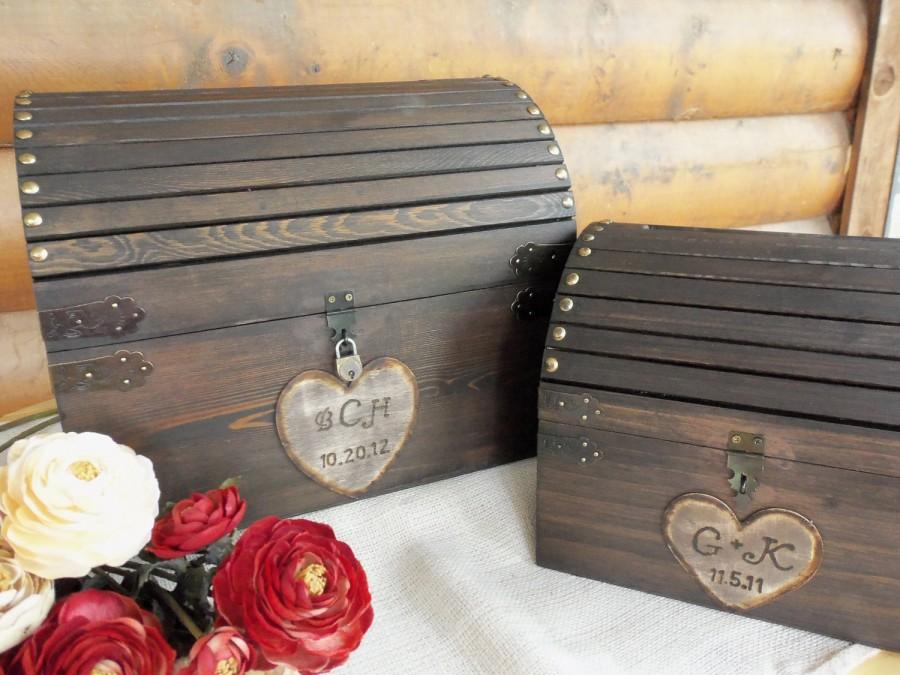 Mariage - Ready to Ship - 3-5 bus days - Wedding Card Box - Med Size - Rustic Wood Chest with CARD SloT and LOCK-KeY Set - ALL Inclusive