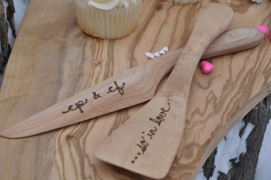 زفاف - Wedding cake server set wedding cake knife personalized wood wedding gift rustic wedding cake serving set cake cutter bridal shower gift