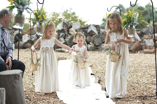 Mariage - Rustic flower girl dress, country flower girl dress, beach flower girl dress, cotton flower girl dress