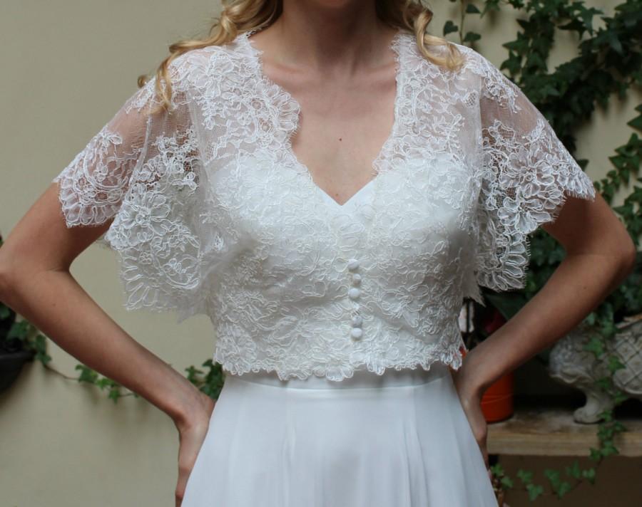 Hochzeit - Wedding lace bolero, Jacket Bridal short sleeve Romantic bolero. Made by order