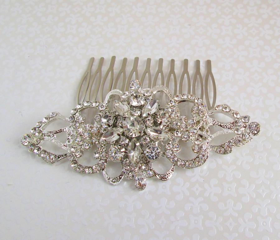 Hochzeit - Wedding Headpiece Bridal hair Comb Crystal hairpiece Silver Clip barrette wedding accessories