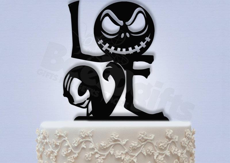 Hochzeit - Jack and Sally Love Cake Topper (Nightmare before Christmas)