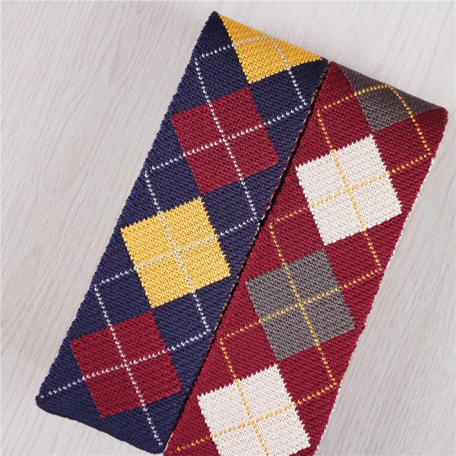 Mariage - wedding knit neckties.mens knitted ties.blue plaids neckties.red plaids knit ties.groomsmen neck ties for wedding party.designer ties+nt180