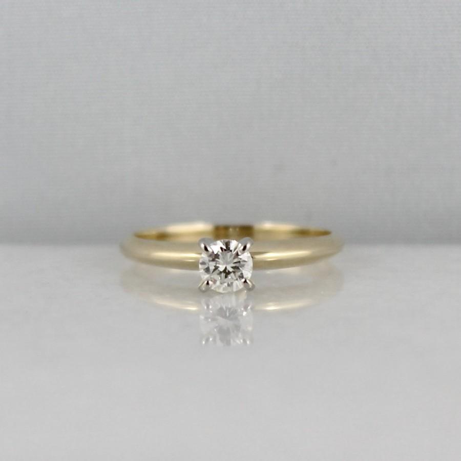 Hochzeit - Diamond Engagement Ring - 0.25 Carat  - SI1 Clarity G-H Color - 14K Yellow Gold - Gemstone Ring - April Birthstone - Anniversary Ring