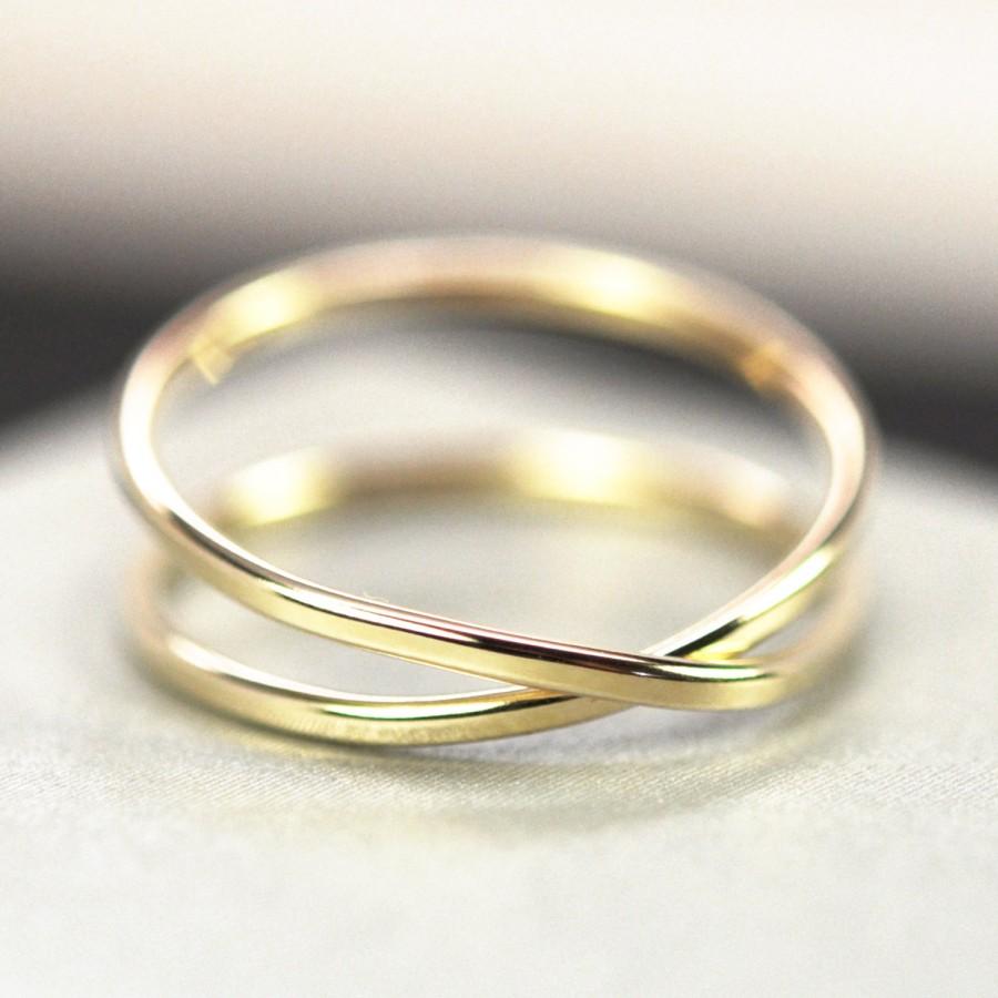 زفاف - Solid Gold Infinity Ring, 14K Recycled Gold Hand Forged Ring, Unique, Sea Babe Jewelry